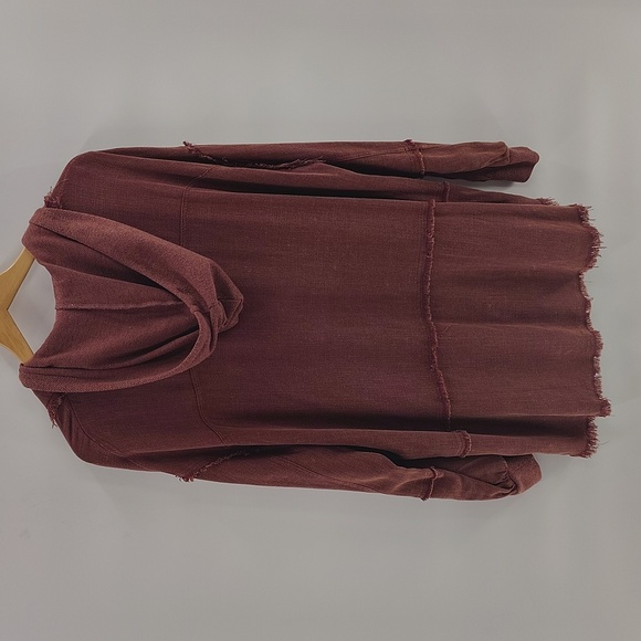 Fantastic Fawn Button Up Hooded Jacket Lightwight Size Small Oversized Rust red - Picture 13 of 13